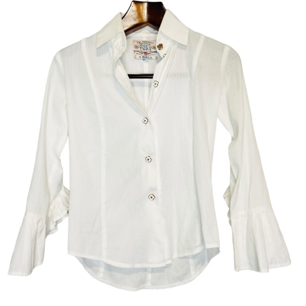 BELL by Alicia Bell•tapered long ruffle bell sleeve button down flower blouse